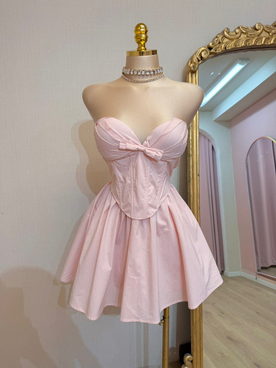 VESTIDO ROSA COPAS MOÑO – Hollywear
